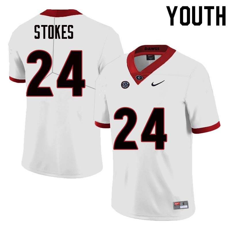 Youth Georgia Bulldogs #24 Eric Stokes College Football Jerseys Sale-White